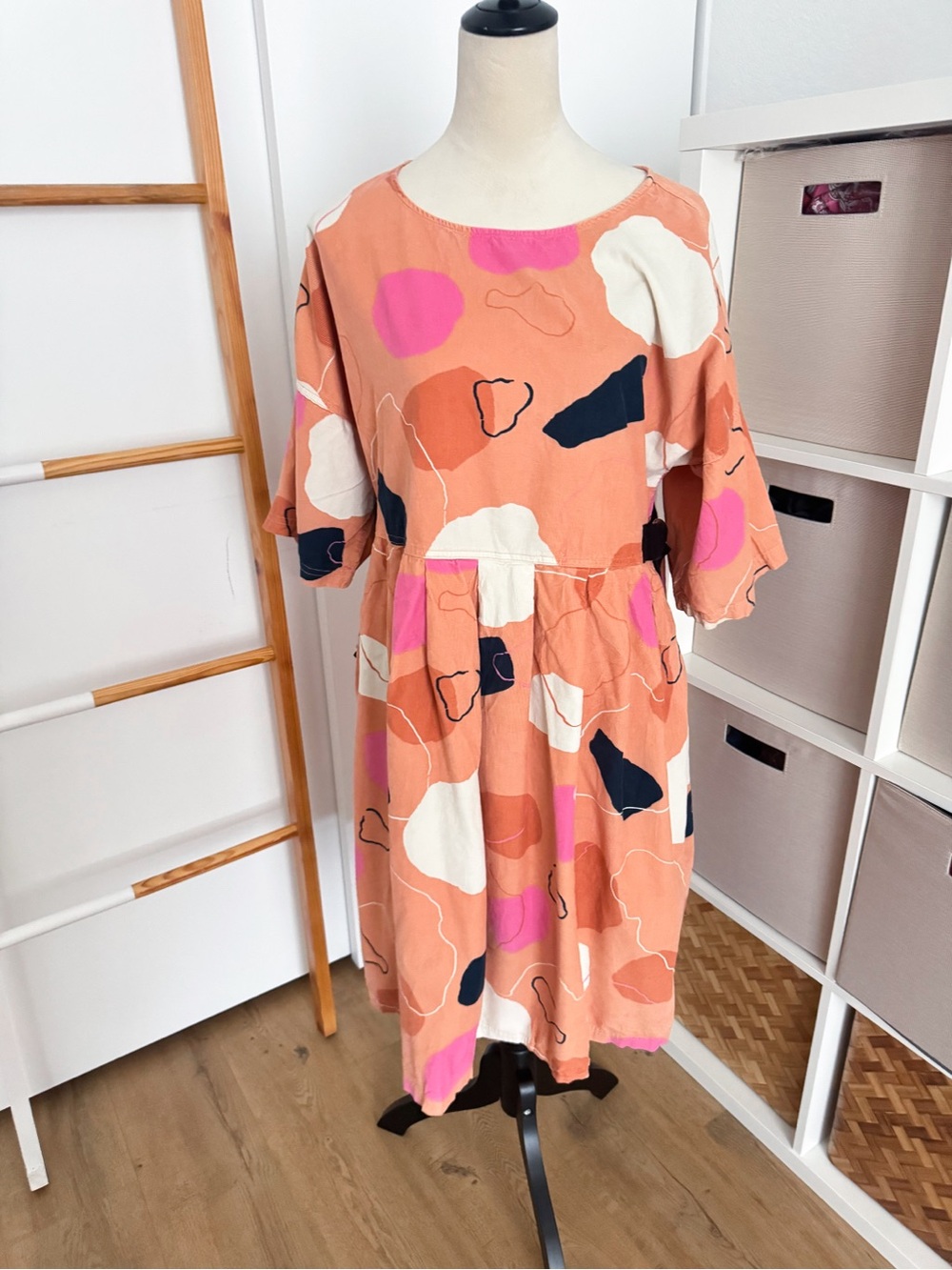Gorman Rock Solid Sadie Dress Abstract Print Cotton Midi Orange Pink - Picture 2 of 13